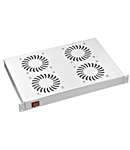 Placă 19” cu 4 ventilatoare, 1U, comutator ON/OFF, RAL7035