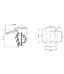 Priză CEE montaj pe panou, 5 poli, 63A 400V IP44, unghi 15°