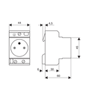 Priză modulară SCHUKO, 2P+N, 16A cu contact de prot. central