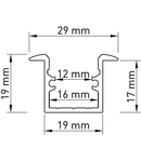 Profil aluminiu LBI, L-2000mm B-29mm H-19mm