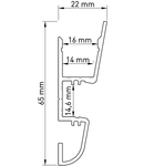 Profil aluminiu LBV, L-2000mm B-22mm H-65mm