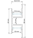 Profil aluminiu TBW, L-2000mm B-26,3mm H-80mm