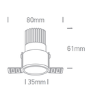 Rea LED 3W, 240lm, 3000K, IP20, 36°, alama