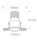 Rea LED 3W, 240lm, 3000K, IP20, 36°, alb