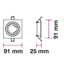 Recessed spot 1xGU10 square, brushed aluminium