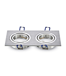 Recessed spot 2xGU10 square, brushed aluminium