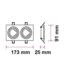 Recessed spot 2xGU10 square, brushed aluminium