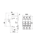 Separator modular pentru portfuzibile 10x38 3p 32A cu LED