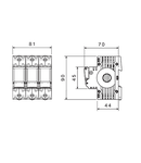 Soclu pentru portfuzibile D02, seria ARROW S, 3-poli, 16A