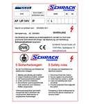 Type label Modul 2000 with the 5 safety rules