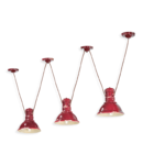 SOSPENSIONE 3 LUCI / 3-LIGHTS PENDANT RETRO INDUSTRIAL FINISH VIX - VINTAGE BORDEAUX C1692