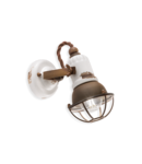 APPLIQUE 1 LUCE CON GABBIA / WALL LAMP RETRO LOFT FINISH VIB - VINTAGE BIANCO C1675-1