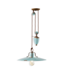 Lampa suspendata SOSPENSIONE D.40 / RISE AND FALL PENDANT D.40 RETRO COUNTRY FINISH VIA - VINTAGE AZZURRO C1446