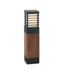 Pitic Halmstad 1 Light Medium Wooden Bollard – Black