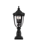 Pitic pentru exterior English Bridle 3 Light Medium Pedestal – Black