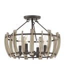 Plafoniera Wood Hollow 4 Light Semi Flush