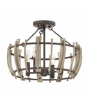 Plafoniera Wood Hollow 4 Light Semi Flush