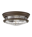 Corp de iluminat decorativ pentru exterior, Hadrian 2 Light Flush Mount – Clear Glass – Oil Rubbed Bronze