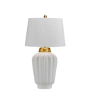 Veioza Bexley 1 Light Table Lamp – White & Brushed Brass