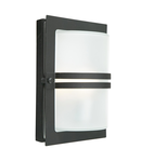 Aplica Basel 1 Light Flush Wall Light Black with Frosted Glass
