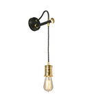 Aplica Douille 1 Light Wall Light – Black/Polished Brass