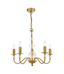 Lampa suspendata Lyzette 5 Light Armed Fitting Aged Brass Ribbed Glass