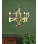 Lampa suspendata Lyon 8 Light Armed Fitting Antique Brass Crystal