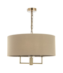 Lampa suspendata Jamelia 3 Light Shadelier Antique Brass Taupe Shade