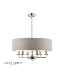 Lampa suspendata Laura Ashley Sorrento 6lt Pendant Polished Nickel With Silver Shade