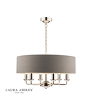 Lampa suspendata Laura Ashley Sorrento 6lt Pendant Polished Nickel With Charcoal Shade