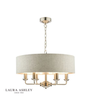 Lampa suspendata Laura Ashley Sorrento 6lt Pendant Brushed Chrome With Natural Shade