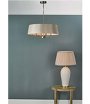 Lampa suspendata Cristin 4 Light Pendant Antique Brass With Taupe Shade