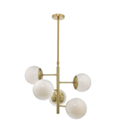 Lampa suspendata Bombazine 5 Light Pendant Natural Brass & Opal Glass