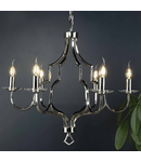 Lampa suspendata Nerva 6lt Pendant Polished Nickel & Crystal