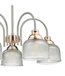 Lampa suspendata Wharfdale 5lt Pendant Satin Chrome Copper detail Glass Shades