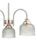 Lampa suspendata Wharfdale 3 Light Pendant Satin Chrome & Copper Textured Glass