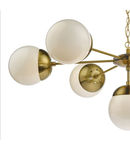 Lampa suspendata Bombazine 7 Light Pendant Natural Brass & White Opal Glass