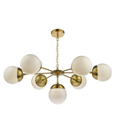 Lampa suspendata Bombazine 7 Light Pendant Natural Brass & White Opal Glass