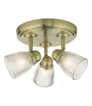 Plafoniera Cedric Bathroom 3 Light Spotlight Antique Brass Glass IP44