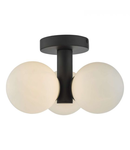 Plafoniera Blake Bathroom 3 Light Semi Flush Matt Black Opal Glass