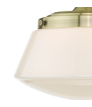 Plafoniera Caden Bathroom Semi Flush Antique Brass Opal Glass IP44