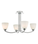 Plafoniera Edanna Bathroom 4 Light Semi Flush Polished Chrome & Opal Glass IP44