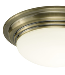 Plafoniera Barclay Small Bathroom Flush Antique Brass Opal Glass IP44