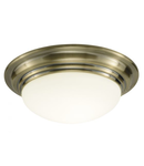 Plafoniera Barclay Small Bathroom Flush Antique Brass Opal Glass IP44