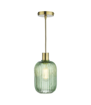 Corp de iluminat suspendat Sawyer Easy Fit Pendant Green Ribbed Glass