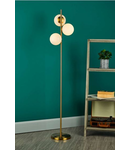 Lampadar de podeaBombazine 3 Light Floor Lamp Natural Brass Opal Glass