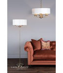 Lampadar de podeaLaura Ashley Sorrento 3lt Floor Lamp Antique Brass With Ivory Shade