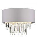 Lampa tavan Halle 4 Light Flush Grey Shade Crystal