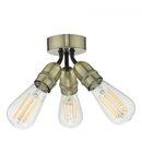 Lampa tavan Yao 3 Light Flush Antique Brass