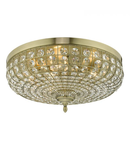 Lampa tavan Asmara 5 Light Flush Antique Brass Crystal